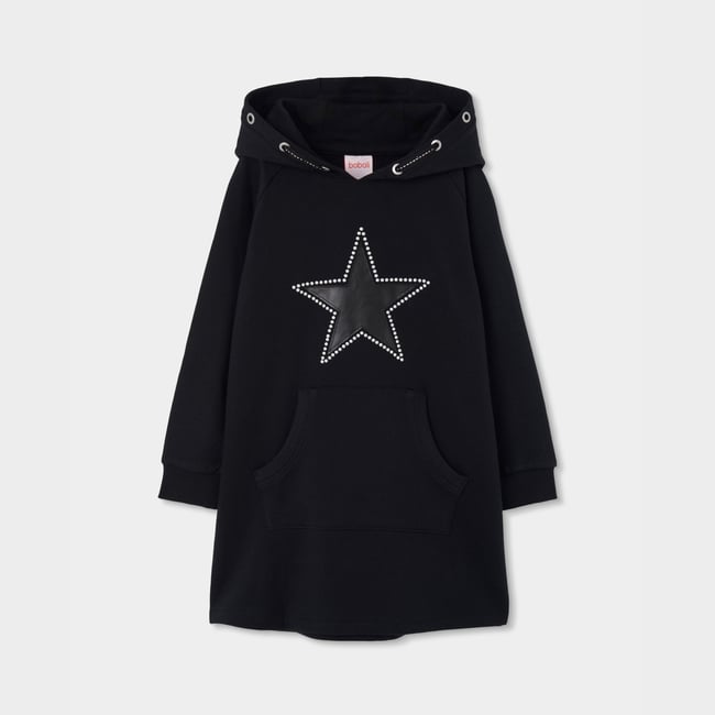 Robe en molleton avec étoile et capuche noir <span itemprop=