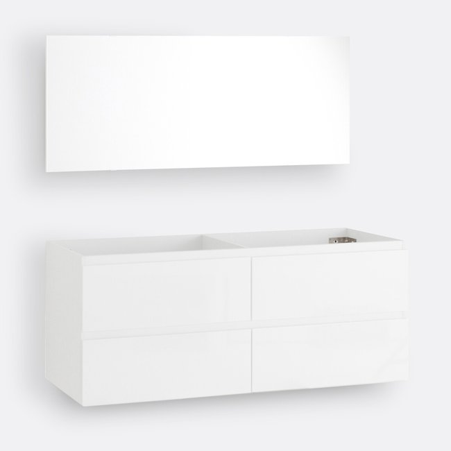 L120cm Wall-Mounted Vanity Unit & Mirror, white, SO'HOME