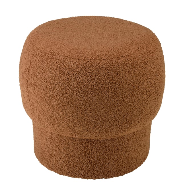 Pouf rond en tissu terracotta CASTILLE Couleur terracotta <span itemprop=