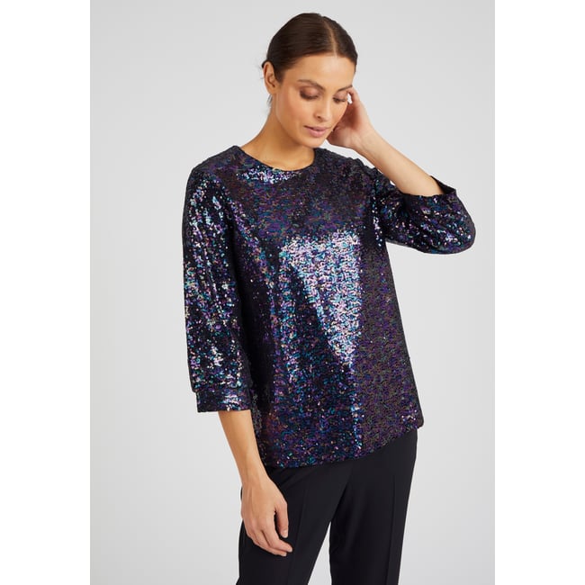 Blouse à sequins multicolore <span itemprop=