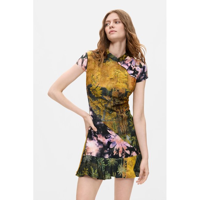 Robe courte imprimée vert <span itemprop=
