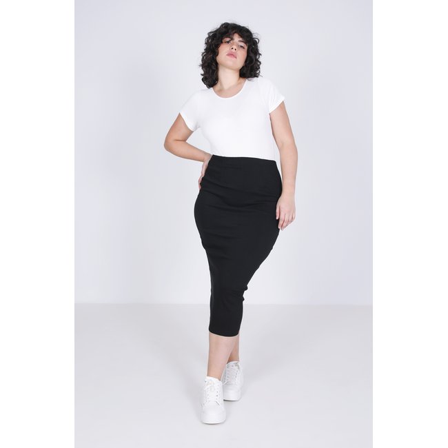 Jupe crayon longue avec zip noir <span itemprop=
