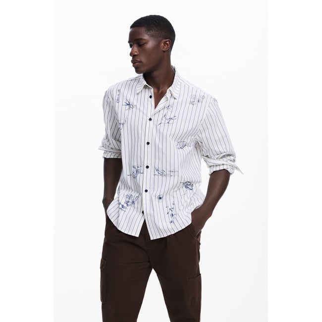 Chemise à rayures avec illustrations multicolore <span itemprop=