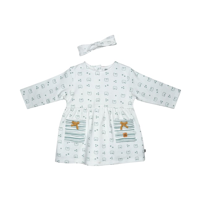 Robe bebe + bandeau finlande blanc <span itemprop=