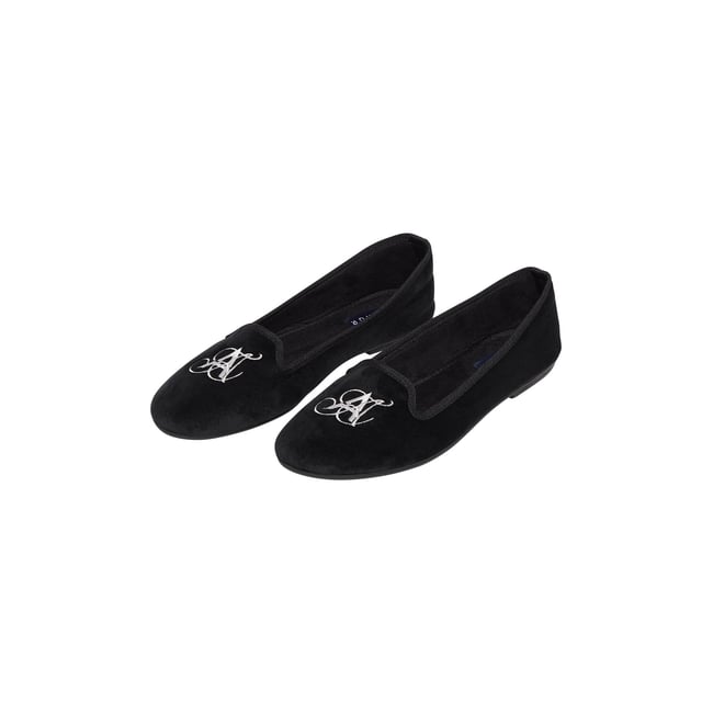 Chaussons ballerine en velours noir noir <span itemprop=