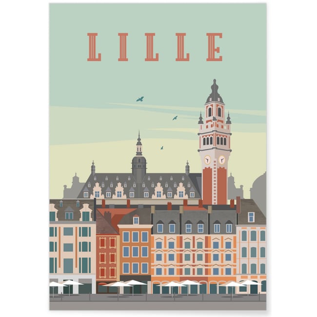 Affiche ville Lille 2 Couleur blanc <span itemprop=