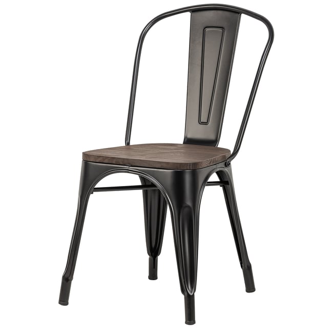 Lot de 4 chaises en métal et bois, NASH Couleur noir <span itemprop=