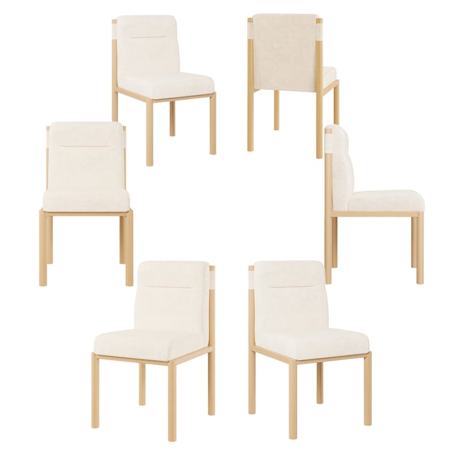 Lot de 6 chaises de salle à manger en bouclette avec pieds métal, DUORAU Couleur beige <span itemprop=