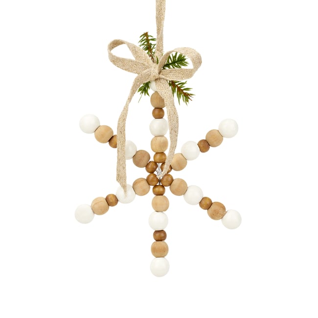 Suspension de noël décorative flocon en bois D10 Couleur beige <span itemprop=