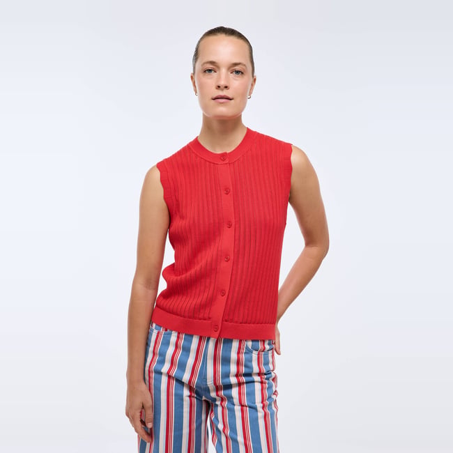 Gilet sans manche en coton lin - MONOPRIX