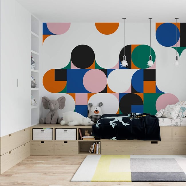 Papier peint panoramique et formes géométrique - 255x260 cm (l x h) Couleur multicolore <span itemprop=