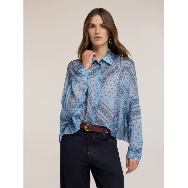 Blouse oversize avec imprimé light - blue <span itemprop=