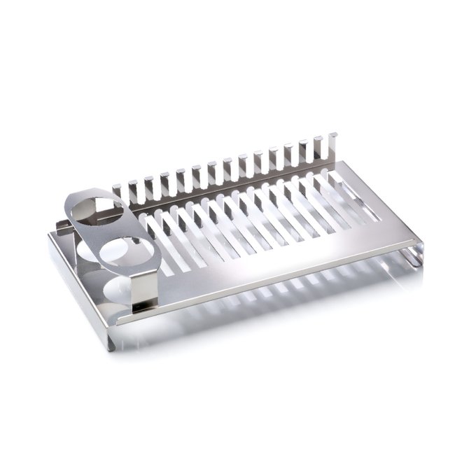 Égouttoir à vaisselle en acier inoxydable avec porte-couverts. MILÚ argent <span itemprop=