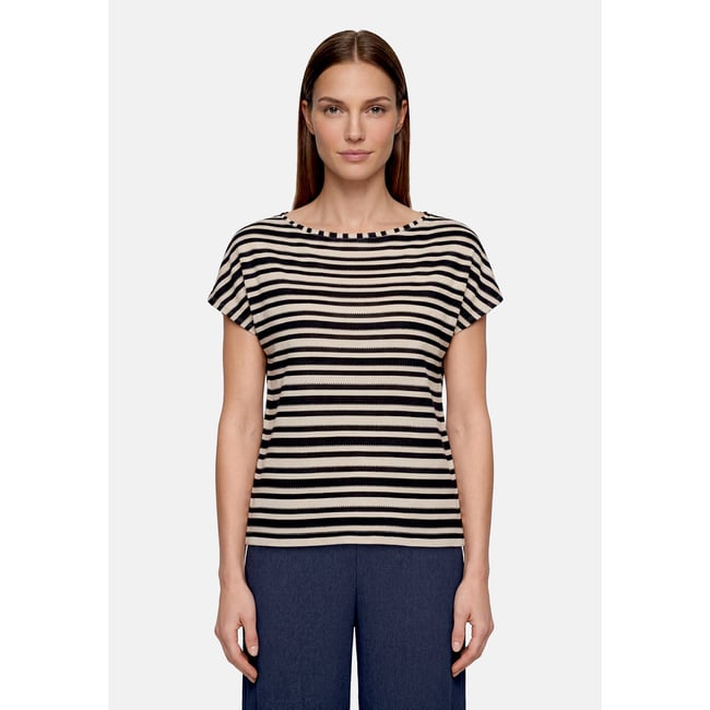 T-shirt à rayures à encolure bateau dark blue/nature <span itemprop=
