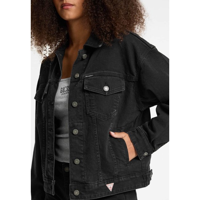 Veste Trucker Oversized En Jean noir <span itemprop=