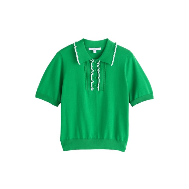Polo doux en coton manches courtes et volants - NEXT