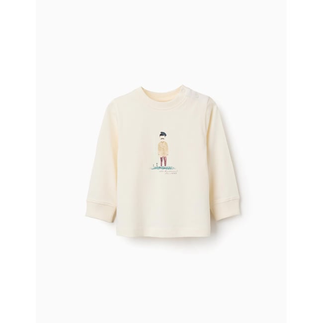 T-shirt en coton à manches longues avec imprimé peintre blanc <span itemprop=