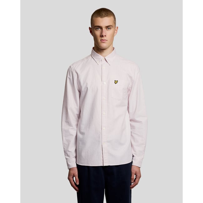 Chemise Oxford à rayures rose pamplemousse/ blanc <span itemprop=