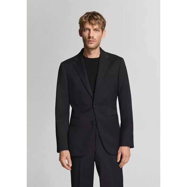 Veste costume Turin 100 % laine vierge noir <span itemprop=