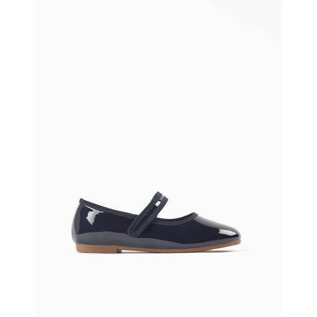 Babies vernies avec fermeture à scratch bleu <span itemprop=