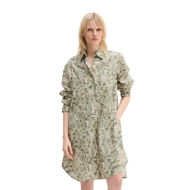 Robe chemisier relaxed en popeline papertouch avec imprimé allover hellgrün <span itemprop=