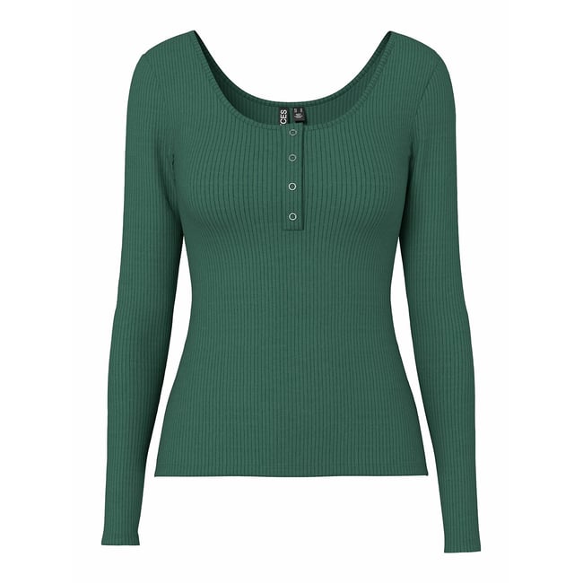 T-shirt met lange mouwen, geribbeld effect - PIECES