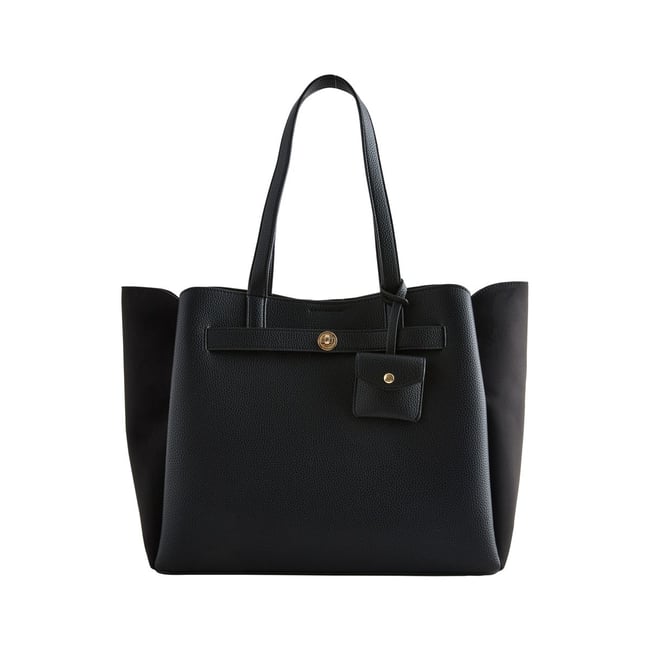 Cabas à breloque et sangle noir <span itemprop=