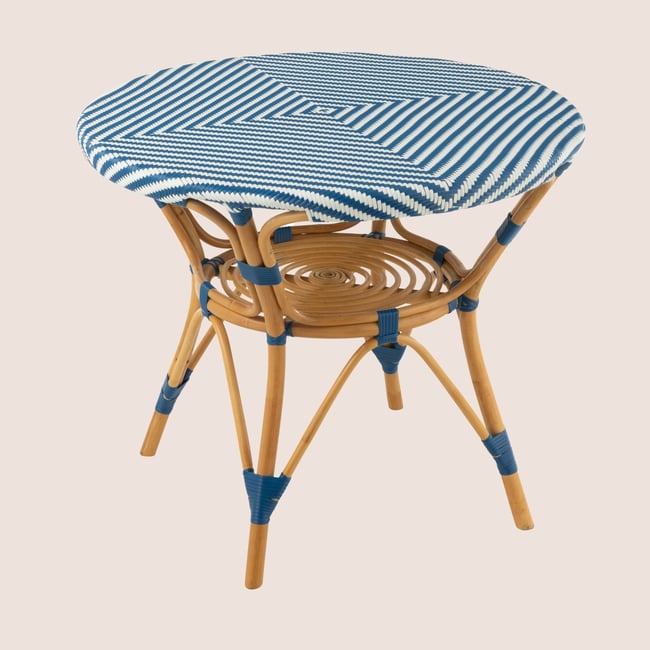 Table ronde parisienne tressée D90 2 places - MONTMARTRE bleu <span itemprop=