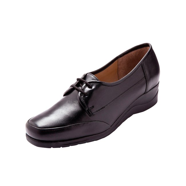 Derbies à lacets en cuir noir <span itemprop=