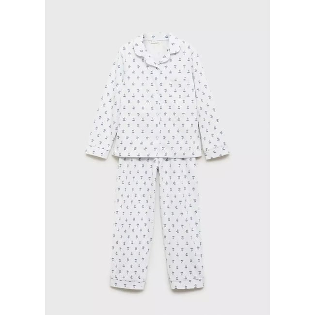 Pyjama imprimé fleuri bleu ciel <span itemprop=