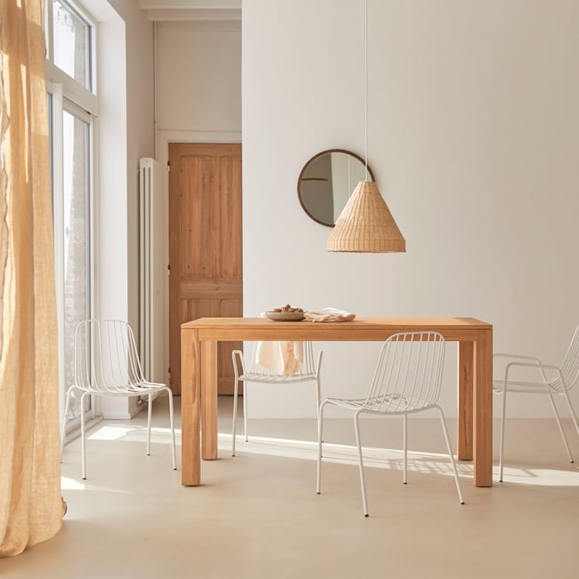 Table à manger en Teck massif, EDEN Couleur naturel <span itemprop=