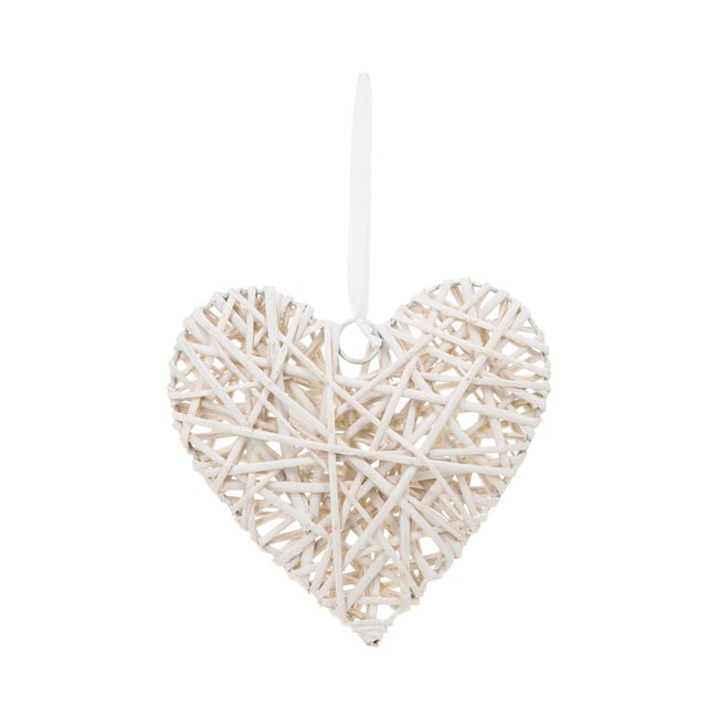 Décoration murale coeur en osier COEUR Couleur blanc <span itemprop=