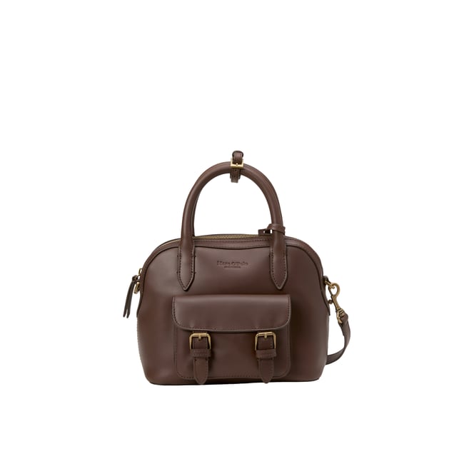 Sac à bandoulière small en cuir de vache noble marron foncé <span itemprop=
