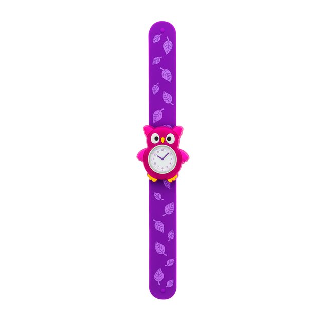 Montre slap  Funny Time chouette violet <span itemprop=