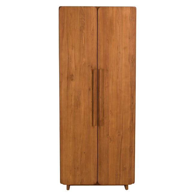 Armoire 2 portes 80x195cm en bois de teck recyclé SWING Couleur bois naturel <span itemprop=