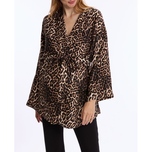 Kimono de grossesse et allaitement Roxane léopard <span itemprop=