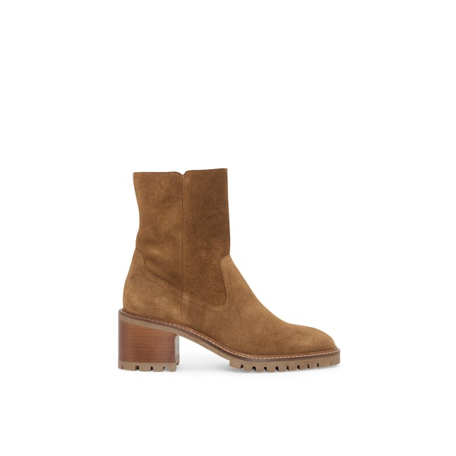 Boots À Talon en cuir OSLO camel <span itemprop=