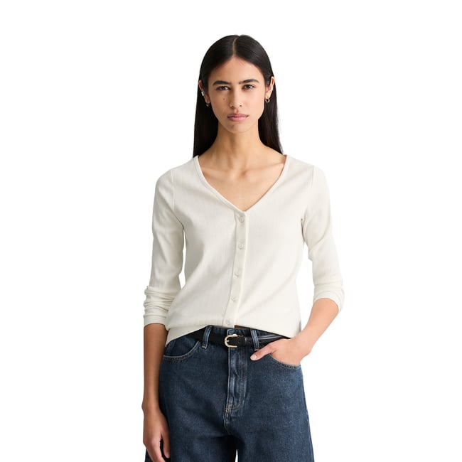 Pointelle-Cardigan slim en mélange de coton bio - MARC O’POLO DENIM
