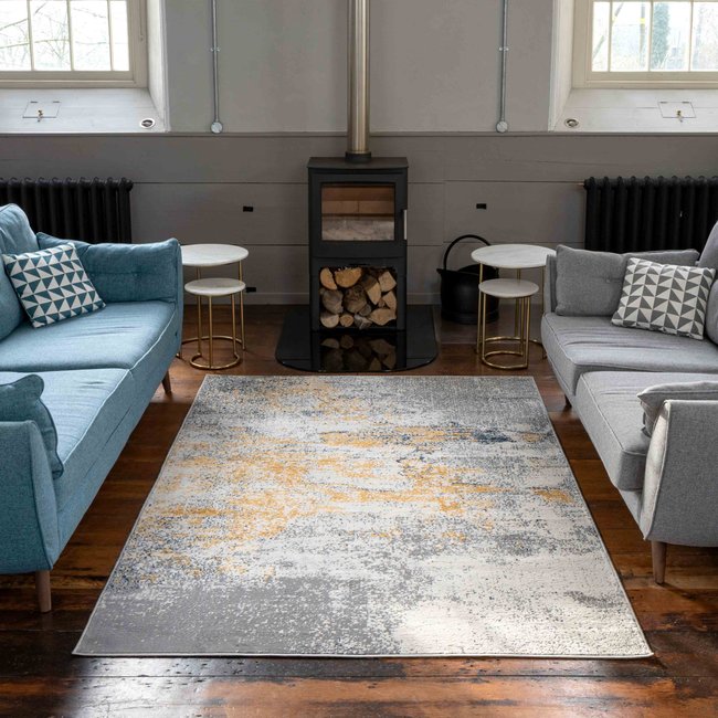 Tapis traditonnel, effet vieilli, OSCAR Couleur ocre <span itemprop=