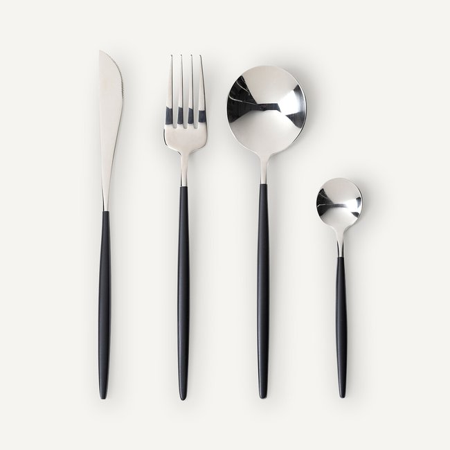 Servizio di posate in acciaio inox 16 pezzi, Barbule inossidabili/nero AM.PM