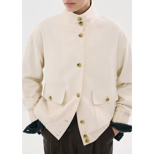 Veste oversize poches écru <span itemprop=