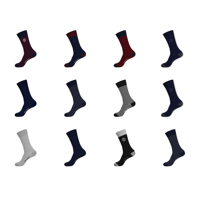 Lot De 12 Chaussettes De Ville noir/gris/bleu <span itemprop=