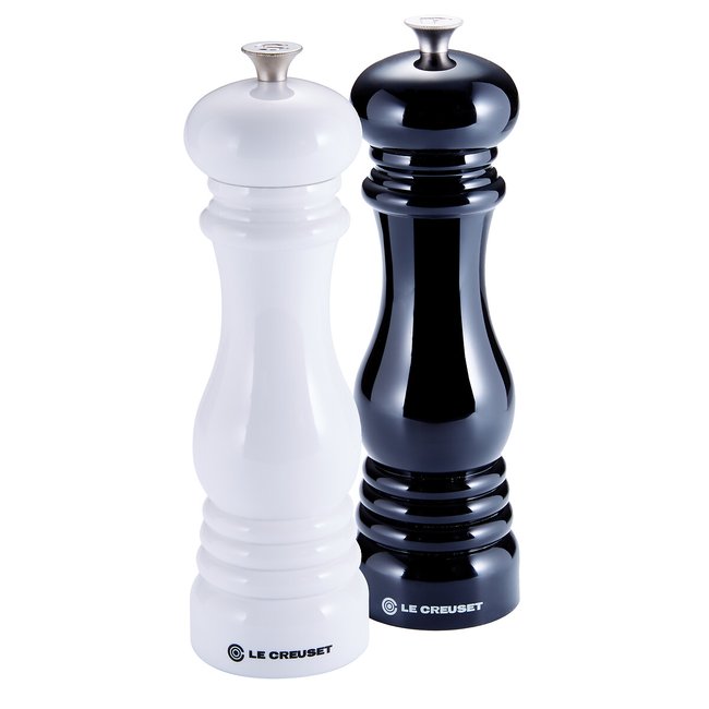 Set de 2 moulins à poivre et sel noir/blanc <span itemprop=