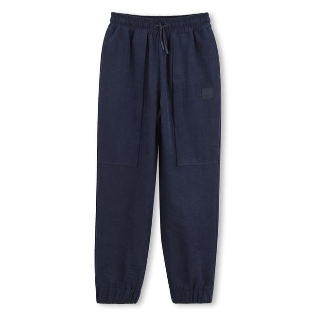 Pantalon jogging bleu cargo <span itemprop=
