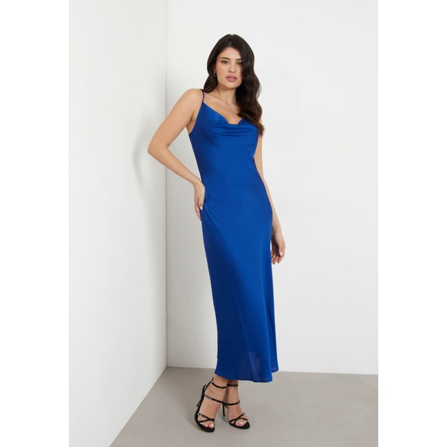 Robe Nuisette En Satin bleu électrique <span itemprop=
