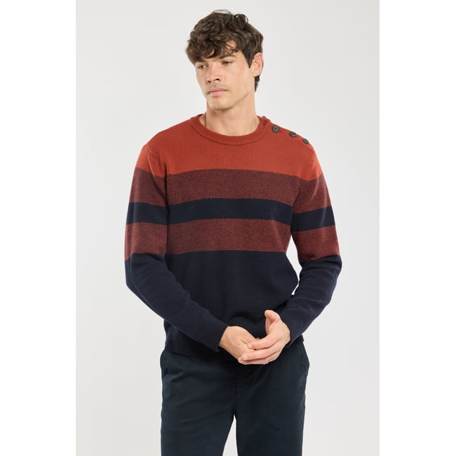 Pull marin Deauville - laine marine deep/ketchup <span itemprop=