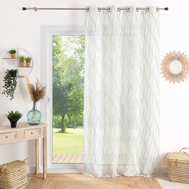 Voilage brodé motif vagues et pois - QABANE - HOME MAISON