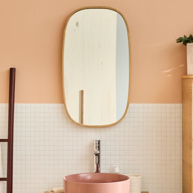 Miroir ovale chêne 40x70cm MELOE Couleur chêne <span itemprop=