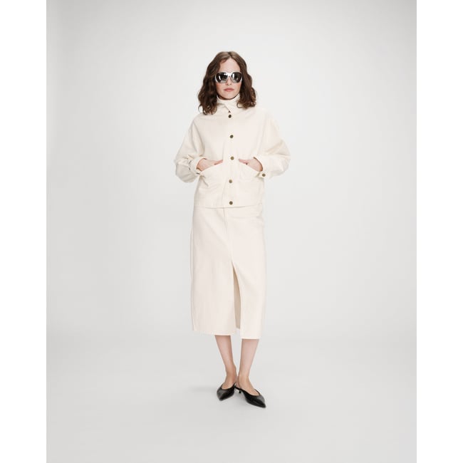 Veste en jean boxy manches longues ecru Vinnie - GRACE & MILA