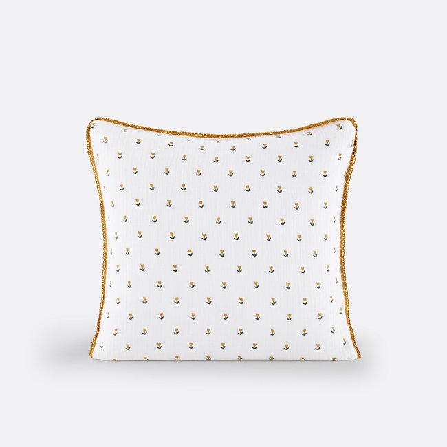 Funda de almohada de gasa de algodón, Tulipe estampado de tulipán <span itemprop=